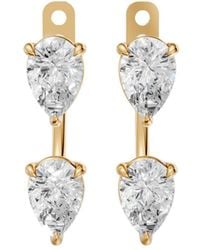 Aya Fine Jewelry - Pear Cut Lab Diamond Front Back Drop Earrings - Lyst