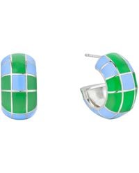 Bermuda Watch Company - Annie Apple Groove Chunky Sterling Enamel Hoop Earrings - Lyst