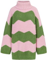 Cara & The Sky - Nelly Chevron Roll Neck Knitted Jumper Dress - Lyst