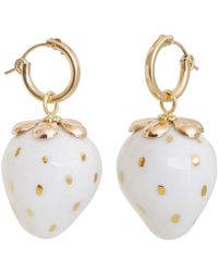 POPORCELAIN - Golden White Porcelain Strawberry Earrings - Lyst