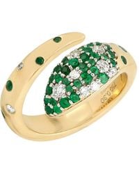 Artisan - Emerald & Diamond Pave Open Wrap Snake Ring - Lyst