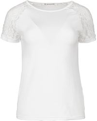 Conquista - Neutrals Ecru Top With Short Lace Sleeves - Lyst