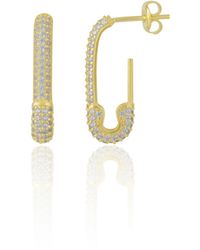 Spero London - Pave Stud Safety Pin Earring Jewelled Sterling Silver - Lyst