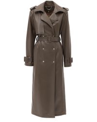 Julia Allert - Fashion Faux Leather Trench Coat Dusky Green - Lyst