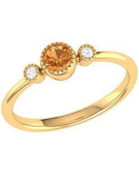 LMJ - Round Cut Citrine & Diamond Birthstone Ring In 14k Yellow Gold - Lyst