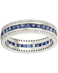 Artisan - Blue Sapphire 14k White Gold Princess Cut Engagement Band Ring - Lyst