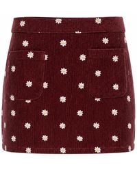 Yumi' - Daisy Embroidered Cord Mini Skirt - Lyst