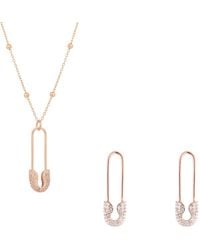 Spero London - Sterling Jewelled Safety Pin Necklace With Beaded Chain & Earring Set - Lyst