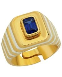 LINYA JEWELLERY - Octagon Stone Enamel Signet Ring Sterling - Lyst