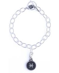 N'damus London - Pisces Zodiac Sterling & Leather Curb Bracelet - Lyst
