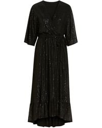 Yumi' - Sequin Kimono Midi Wrap Dress - Lyst