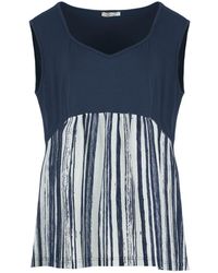 Conquista - Plus Size Oceanic Stripes Viscose Blend Tank Top - Lyst