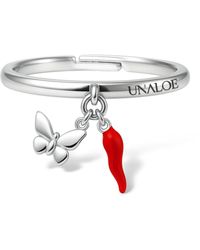Unaloe - Butterfly & Lucky Charm Ring – Adjustable Sterling - Lyst