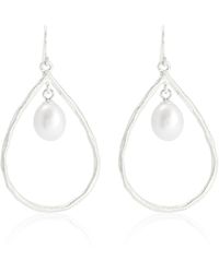 Pearls of the Orient Online - Credo Brushed Sterling & Pearls Drop Earrings - Lyst