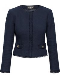 Rumour London - Gabrielle Navy Tweed Jacket With Fringing Detail - Lyst