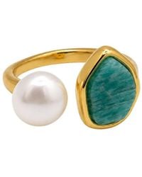Uchi and Soto - Shinju Pearl & Amazonite Stone Ring - Lyst