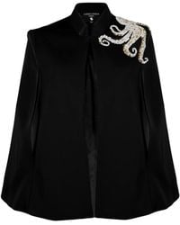 House of Laines London - Neutrals Laines Couture Tailored Cape With Embellished Octopus Shoulder Design - Lyst