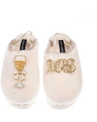 Laines London - Neutrals Flatform Cloud Closed Toe Slippers With Wedding Champers & Mrs Brooches - Lyst