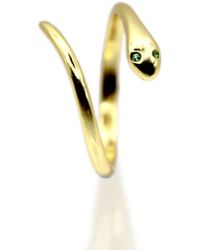 VicStoneNYC Fine Jewelry - Snake Open Cuff Ring With Natural Emerald Eyes - Lyst