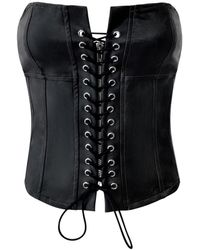 OW Collection - Sable Faux Leather Corset Top - Lyst