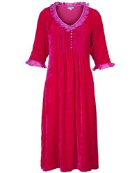 At Last - Silk Velvet Karen Dress In Hot Pink - Lyst