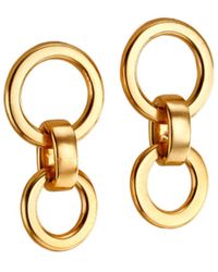 Posh Totty Designs - Plated Hanging Hoop Charm Stud Earrings - Lyst