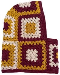 Ana Chic - Burgundy And Mustard Granny Square Handmade Crochet Balaclava - Lyst