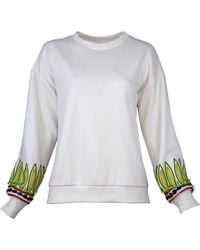 Lalipop Design - Off White Sweatshirt With Pleated Back And Embroidery Detail - Lyst