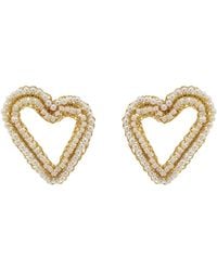 Lavish by Tricia Milaneze - Neutrals Pearl & Amour Open Posts Handmade Crochet Earrings - Lyst