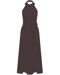 NAZLI CEREN - Carrie Linen Midi Dress In Burnt Siena - Lyst