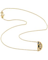 Artisan - 18K Multi Gemstone And Diamond Fan Pendant Necklace - Lyst