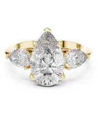 Aya Fine Jewelry - 4.00 Ct Pear Lab Grown Diamond Three Stone Engagement Ring - Lyst