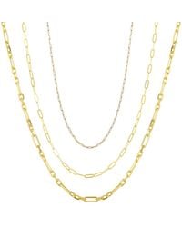Spero London - Paperclip Link Chain Sterling Necklace Layering Set - Lyst