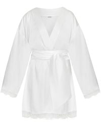 Avenue 8 - Lace Detailed Mini Robe With Custom Embroidery - Lyst
