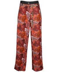 Lalipop Design - Neutrals Hibiscus Floral Print Wide-Leg Pants - Lyst