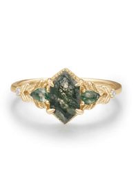 Azura Jewelry New York - Gardenia Moss Agate Ring Vermeil - Lyst