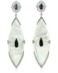 Artisan - Marquise Shape Sale Dangle Earrings Mother Of Pearl Spinel Diamond 18k Gold - Lyst