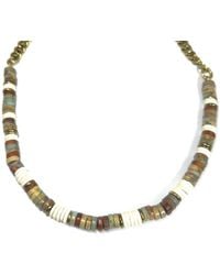 Rachel Nathan - Neutrals Snakeskin Jasper & Lava Rock Heishi Necklace - Lyst