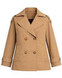 Tantra Spain Sl - Neutrals Short Quilted Trench Coat With Double-Breasted Buttons, Side Pockets, And Flared Back - Lyst