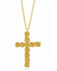 Unaloe - Believe Rose Cross Necklace – Plated Floral Statement Pendant - Lyst