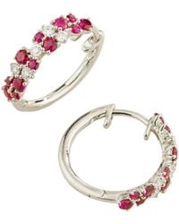 Juvetti - Starry Ruby & Diamond Cluster Huggie Hoop Earrings - Lyst
