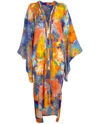 Lalipop Design - Viscose Kimono With Embroidery & Fringe Details - Lyst