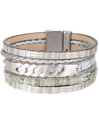 Saachi - Natural Stones And Chain Leather Bracelet - Lyst