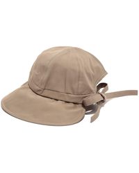 Justine Hats - Dark Beige Cotton Hat With Back Tying - Lyst
