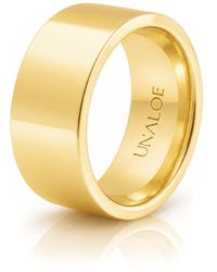 Unaloe - Wide Smooth French-Edge Sterling Band With Plating: Timeless Elegance - Lyst