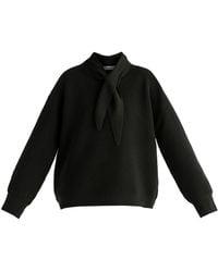 Paisie - Ribbed Jumper With Attached Scarf Tie - Lyst