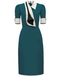 Julia Allert - Formal Fitted Dress With Collar - Lyst