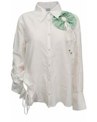 Shinaraa - Floral Appliqué Button-Down Shirt - Lyst