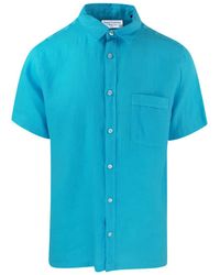 Haris Cotton - Short Sleeved Front Pocket Linen Shirt- Crystal - Lyst