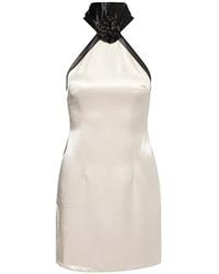 Amy Lynn - Neutrals Rosella Satin Halterneck Mini Dress - Lyst